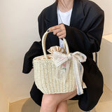 Stylish Portable Basket Style Straw Handbag