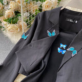 Embroidered Butterfly Suit Women's Jacket and Thin Metal chain Dress (set)