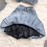 Sexy Two piece Denim set - Tube Top + High Waist Skirt