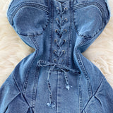 Korean Style New Strap Waist Sleeveless Sexy Denim Suspenders Dress