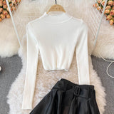 Fashion Casual Suit Women's High Waist Skirt+ Knitted Top