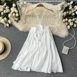 New Sling White Beach Skirt Halter Dress