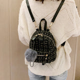 Mini Fashion Casual Multi-use Woolen Plaid Backpack