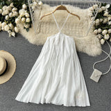 New Sling White Beach Skirt Halter Dress