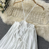 New Sling White Beach Skirt Halter Dress