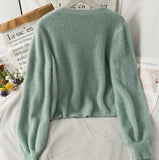 Women Two piece Autumn Round Collar Cardigan + Camisole