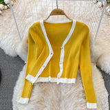 Two Piece Long-sleeved Knitted Top Shawl Cardigan Tight Fitting Dress