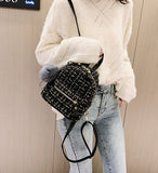 Mini Fashion Casual Multi-use Woolen Plaid Backpack