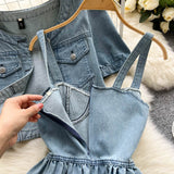 Denim Set - Women Short Cardigan + Dress