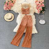 Lace Outer Wear Wide-leg pants and camisole