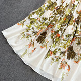 High-end V-neck Floral Printed High Waisted Long Skirt