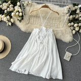 New Sling White Beach Skirt Halter Dress