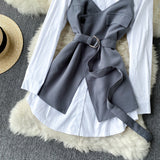 Two-piece Mid-Length Shirt  Women's Polo Dress