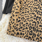 Fashion Crop Blazer -Two-piece Leopard Print Dress