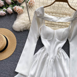 Sweet Puffy Dress - Long sleeved Vest  Two-piece (set)