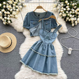 Denim Set - Women Short Cardigan + Dress