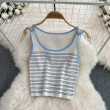 Sweet Girl Slim Backless A-line Slimming Dress + Knitted Striped Top set