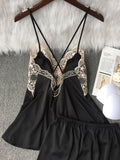 Sexy female silk pajamas - Two-piece shorts with padded sleeveless top