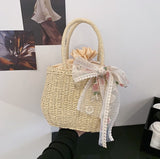 Stylish Portable Basket Style Straw Handbag