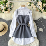 Two-piece Mid-Length Shirt  Women's Polo Dress