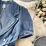 Casual Light Denim Romper Shorts