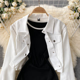 New Suit Female Street Fashion Short Jacket + Sexy Fitted Dress set