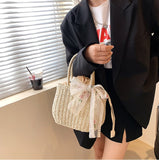 Stylish Portable Basket Style Straw Handbag