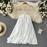 New Sling White Beach Skirt Halter Dress