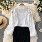 New Suit Female Street Fashion Short Jacket + Sexy Fitted Dress set