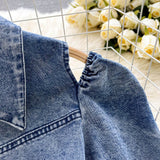 New Women Fashion Puff sleeved Denim Dress