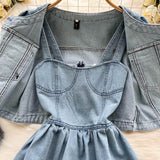 Denim Set - Women Short Cardigan + Dress