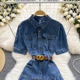 New Fashion Denim Dress - Slim fit Pleated Skirt