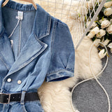 Casual Light Denim Romper Shorts