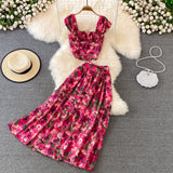 Fashion Suit Women's High Waist Floral Two-piece set