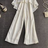 New Women's White Super Fairy Tube Top High Waist Wide Leg Beach Jumpsuits