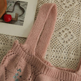 New Embroidered Hollow Thin Knitted Small Cardigan and Camisole set