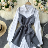 Two-piece Mid-Length Shirt  Women's Polo Dress