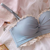 Cream blue Strapless and Seamless Underwear set