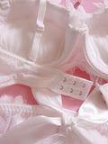 Japanese style pure desire petal white lace underwear set.