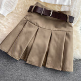 Long Sleeve Knitted Blouse Slanted Shoulder Camisole + Hight Waist Pleated Skirt