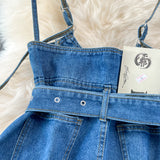 Denim Overalls Women High Waist Suspender Wide Leg Shorts